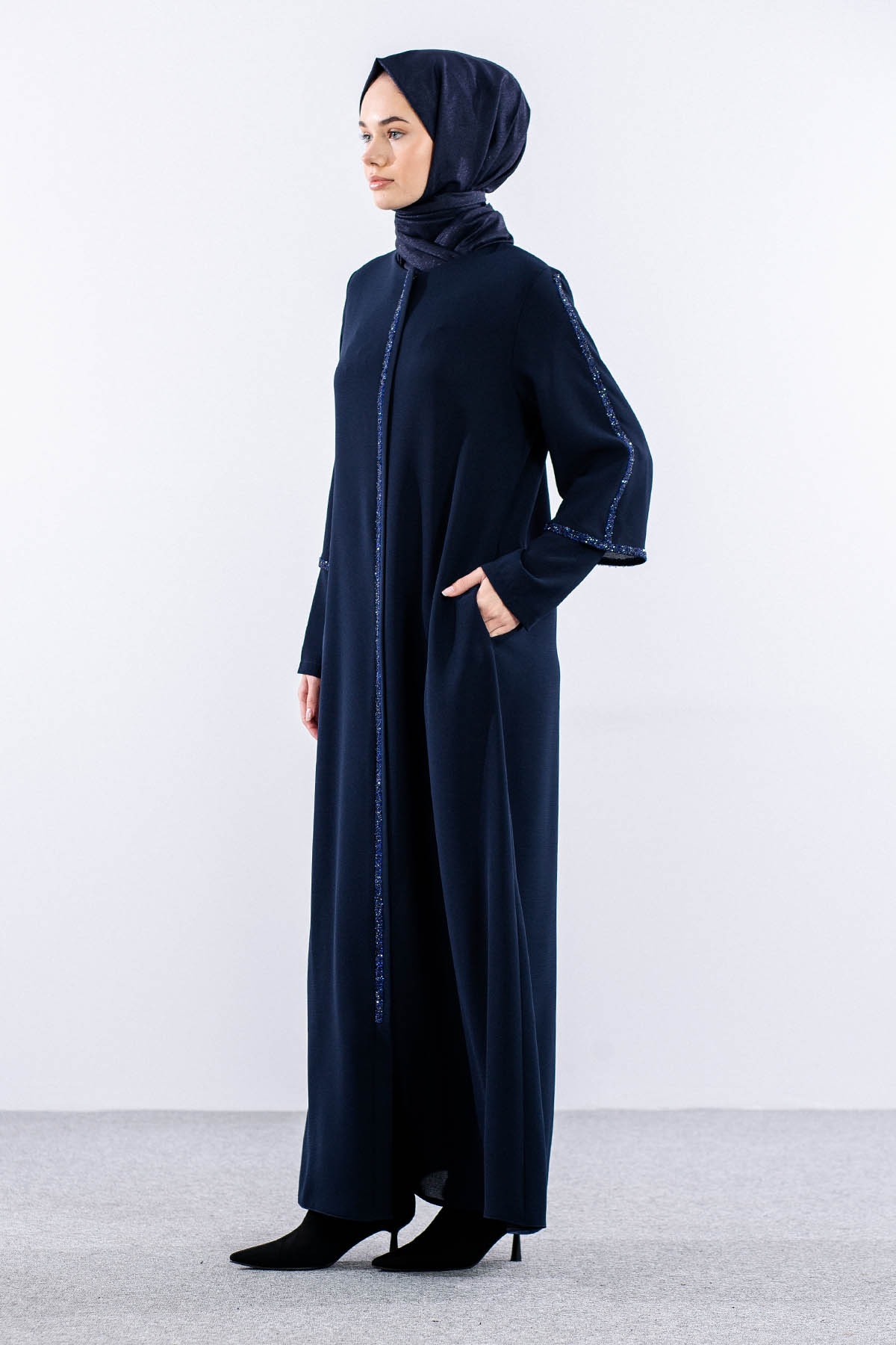 2392 çift Kol Ferace 42-52 - Lacivert - 3