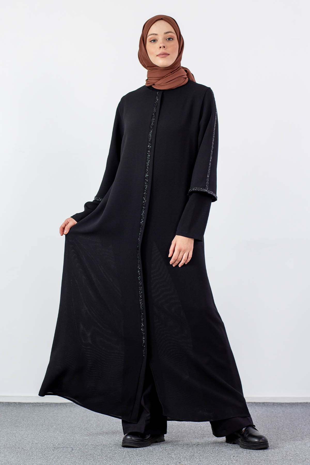 2392 çift Kol Ferace 42-52 - Siyah - 2