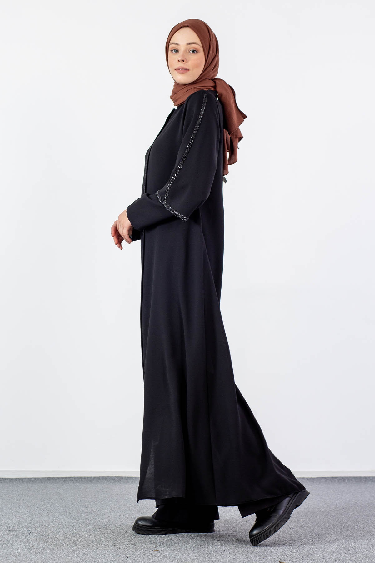 2392 çift Kol Ferace 42-52 - Siyah - 3