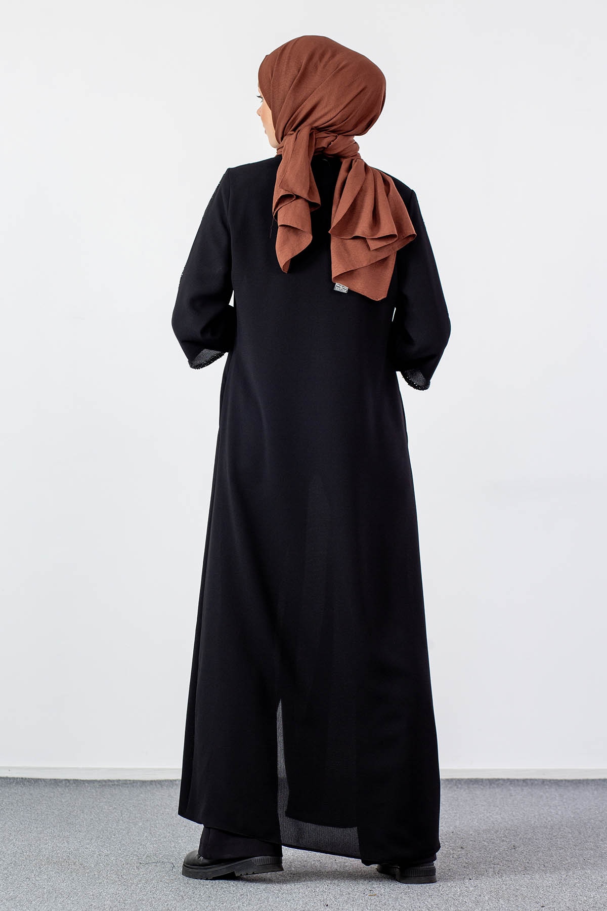 2392 çift Kol Ferace 42-52 - Siyah - 4