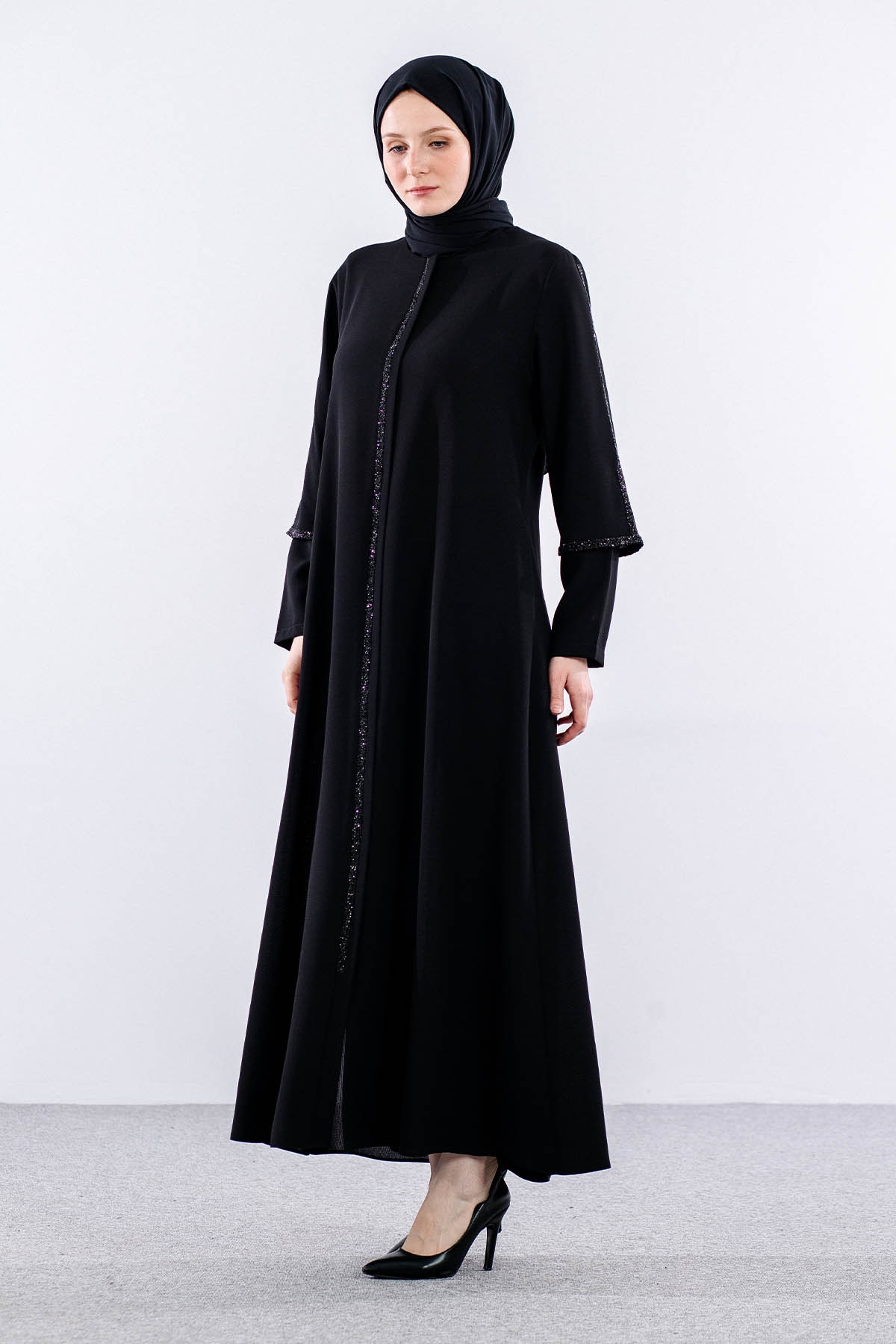 2392 Ferace 42-52 çiftkol - Siyah - 2