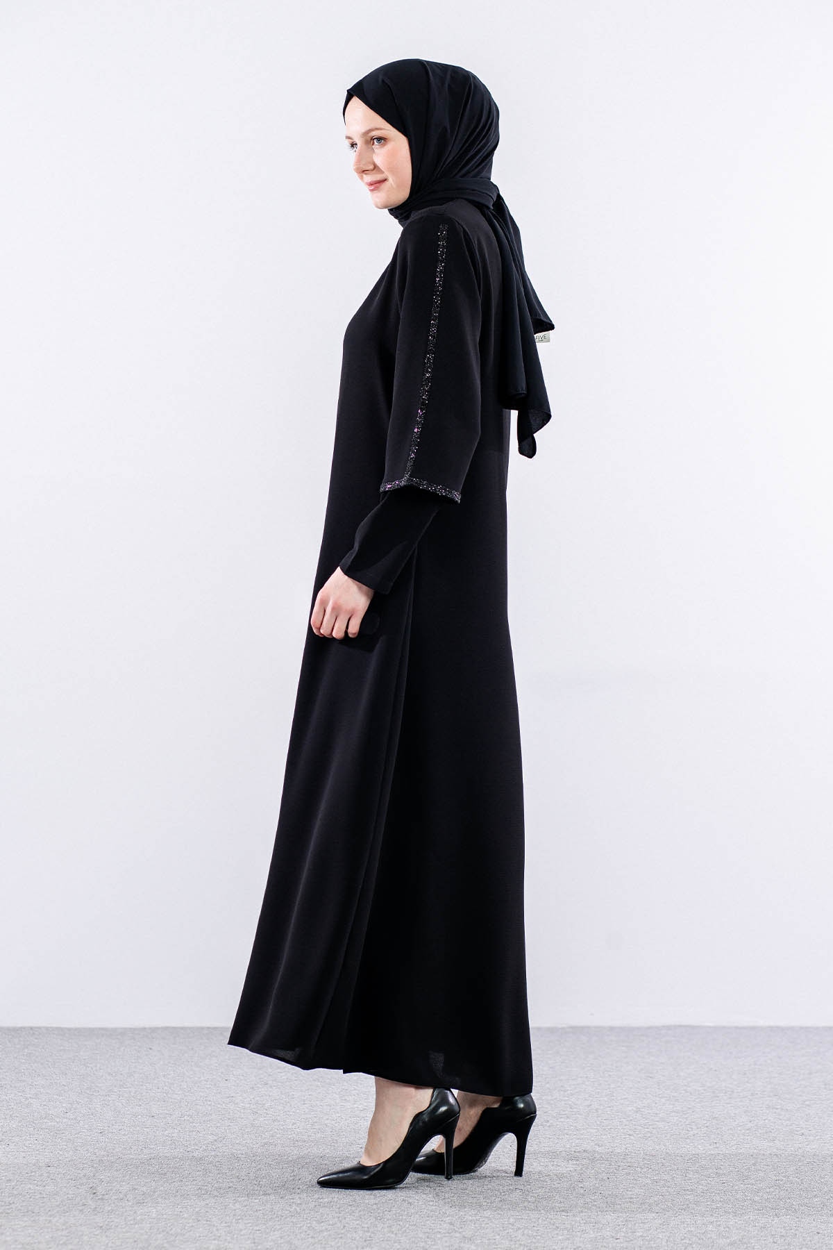 2392 Ferace 42-52 çiftkol - Siyah - 3