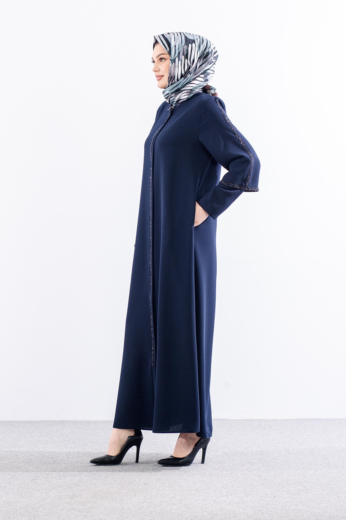 2392 Ferace 44-54 çi̇ft Kol Tasli - Lacivert - 4