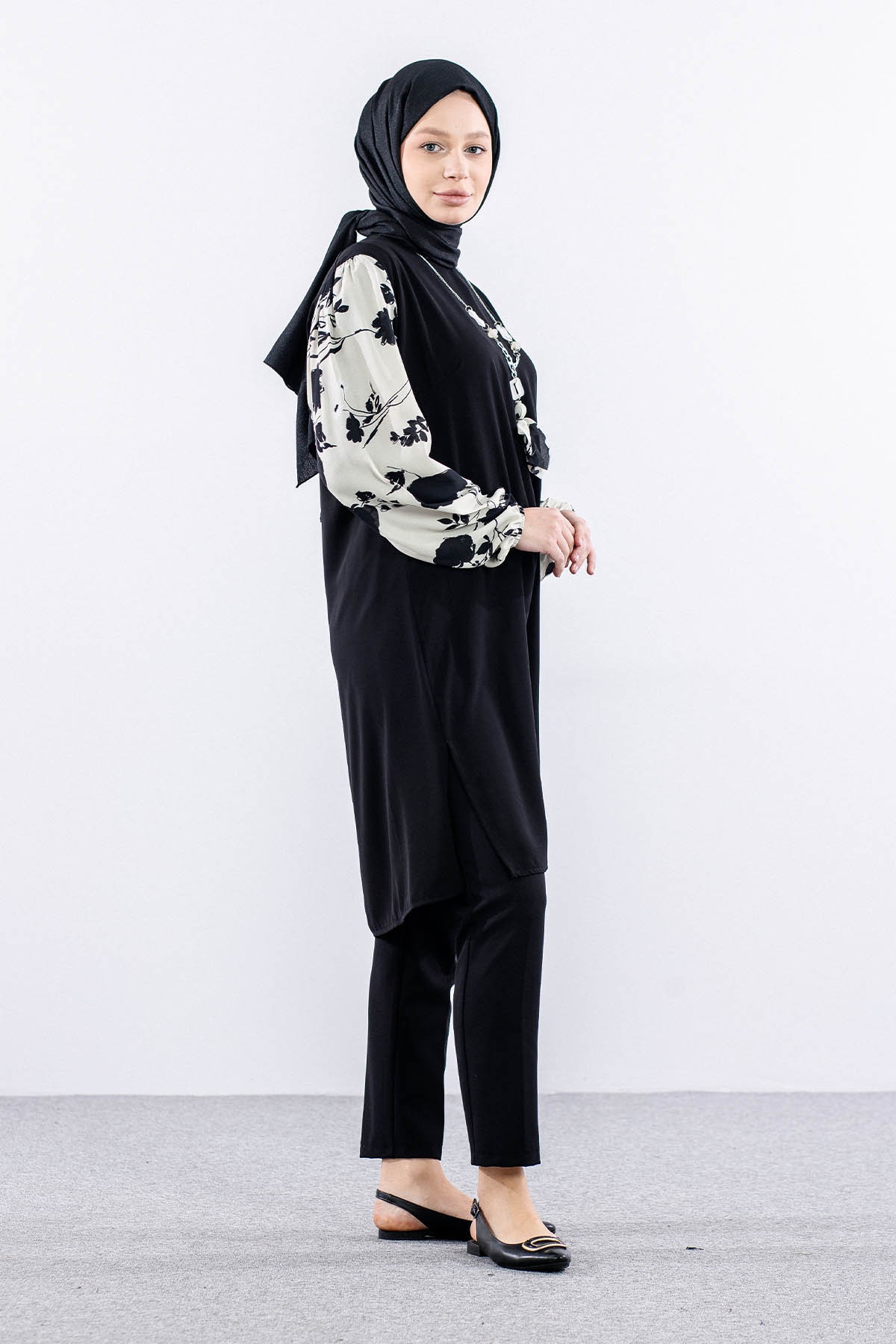 2409 Tunik 42-44-46 Desen - Siyah - 4