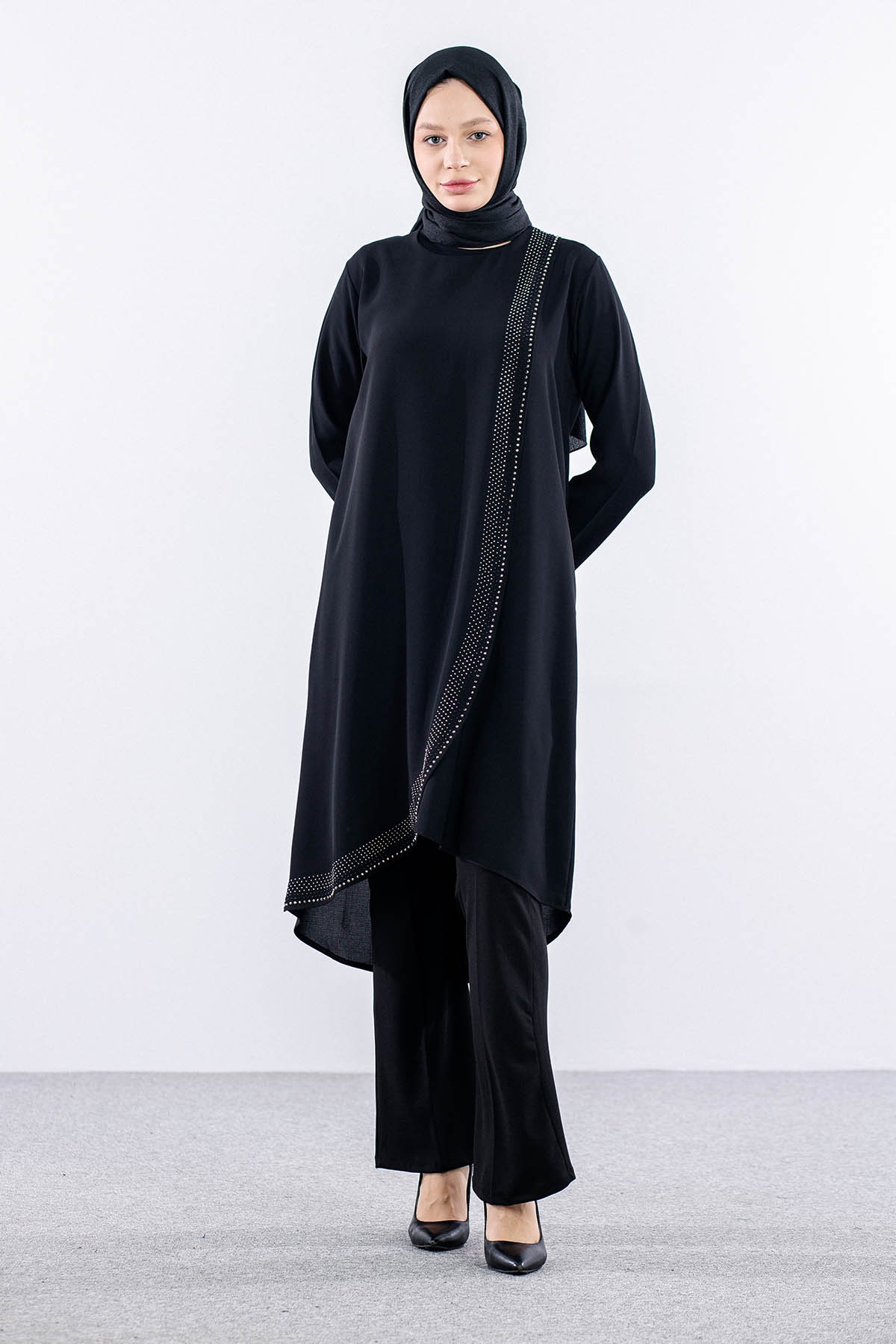2410 Tunik 42-48 Kapak - Siyah - 1