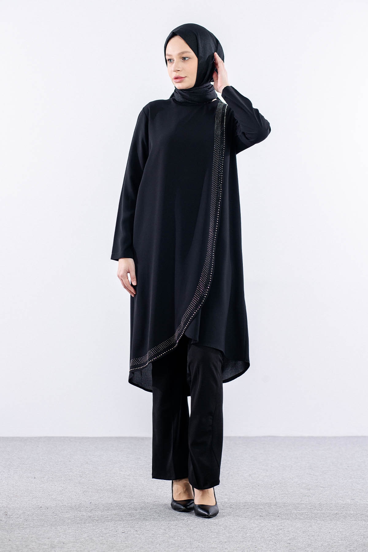 2410 Tunik 42-48 Kapak - Siyah - 2