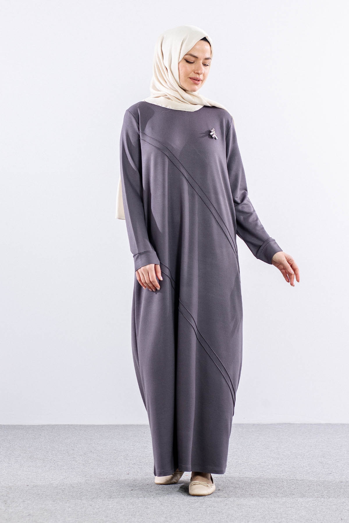 24100 Elbise 44-46-48 - Gri - - 2