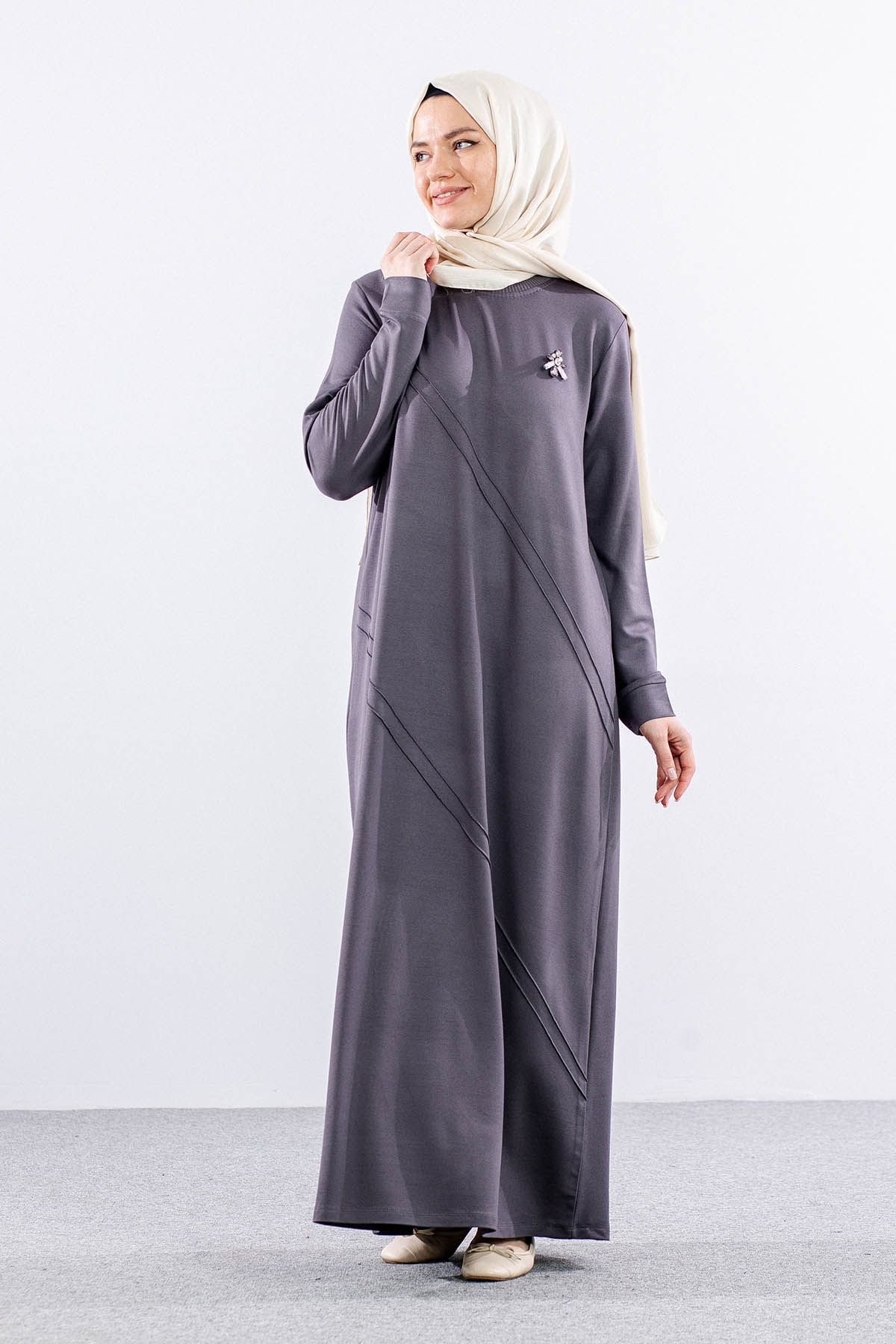 24100 Elbise 44-46-48 - Gri - - 3