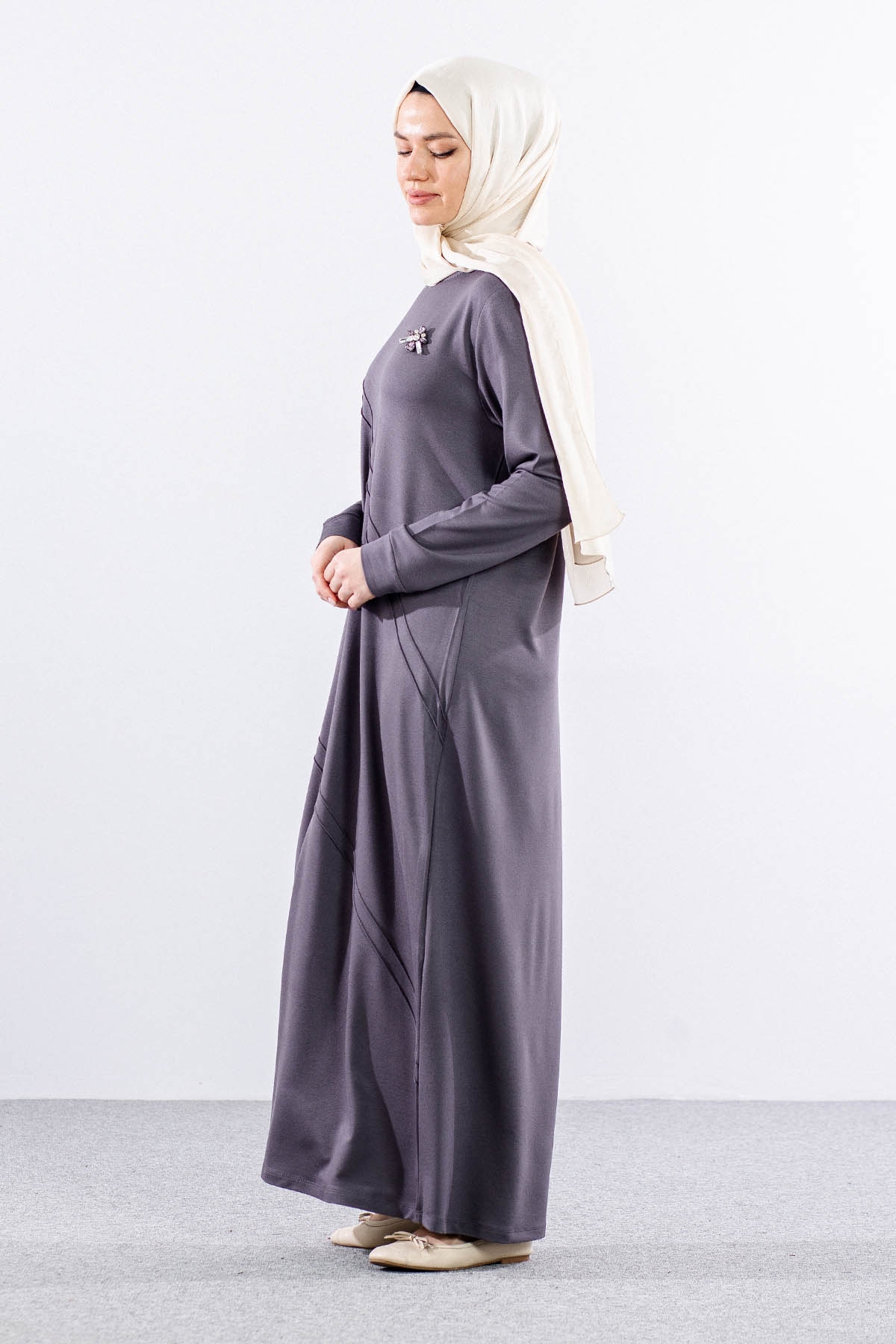 24100 Elbise 44-46-48 - Gri - - 5