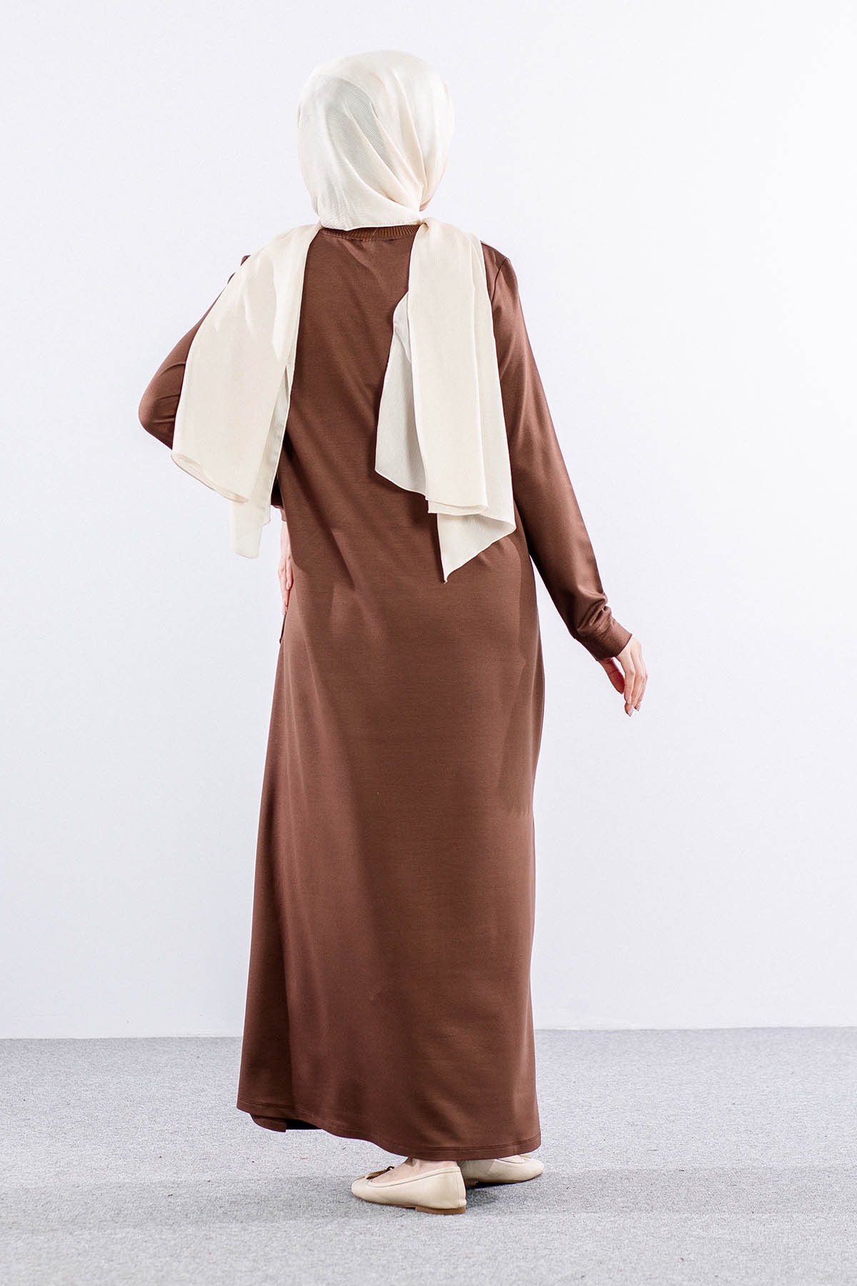 24100 Elbise 44-46-48 - Kahve - 5