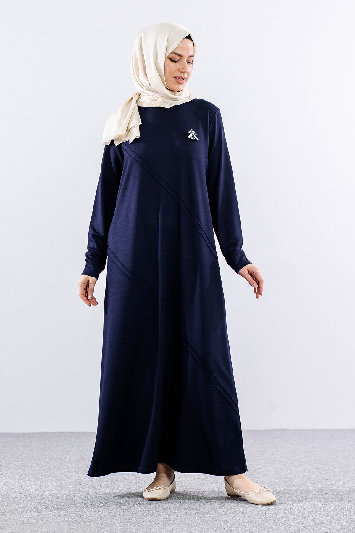 24100 Elbise 44-46-48 - Lacivert  -- - 2