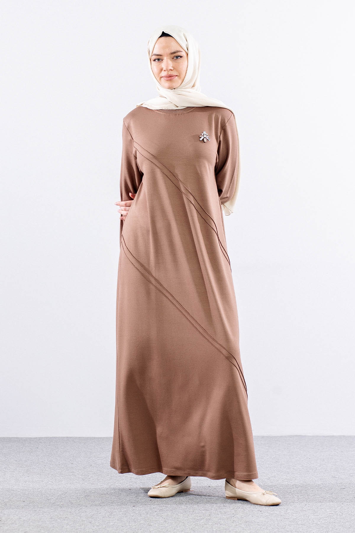 24100 Elbise 44-46-48 - S_kahve - - 1