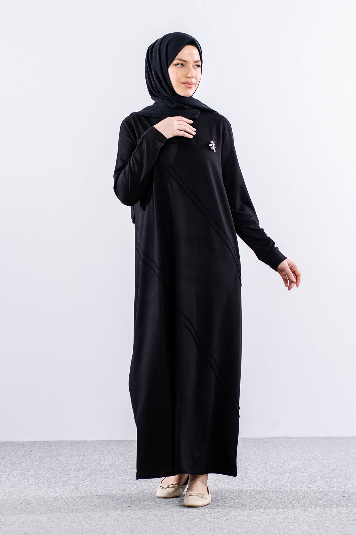 24100 Elbise 44-46-48 - Siyah -- - 3