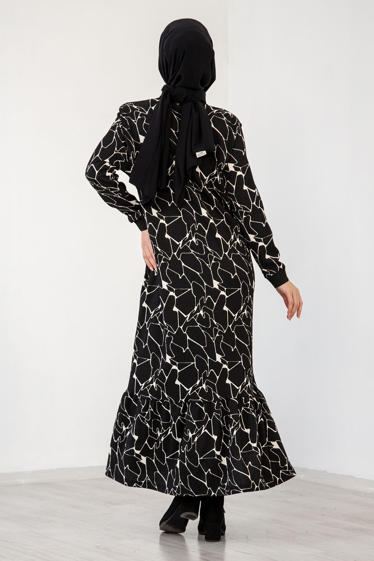 24129 Elbise 44-46-48 - Siyah_ekru - 4