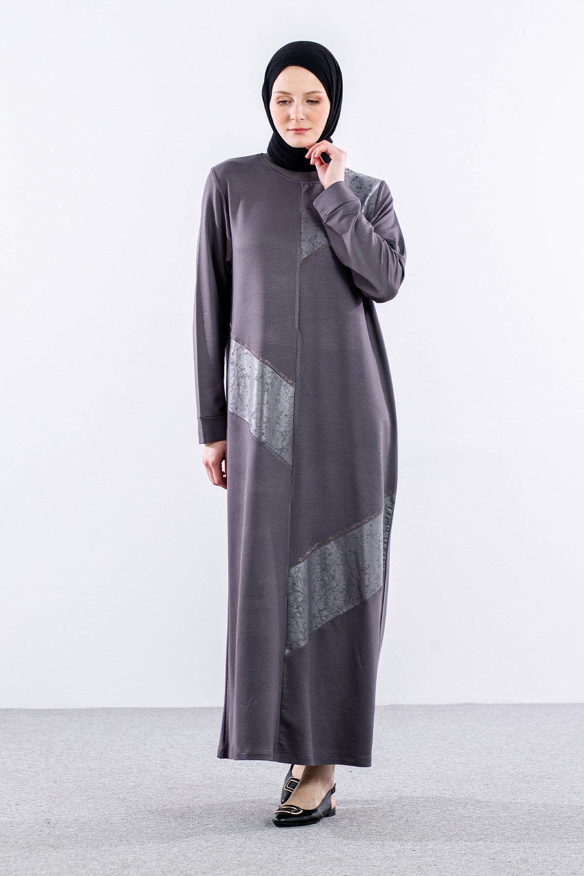24137 Elbise 44-46-48 - Gri - 1