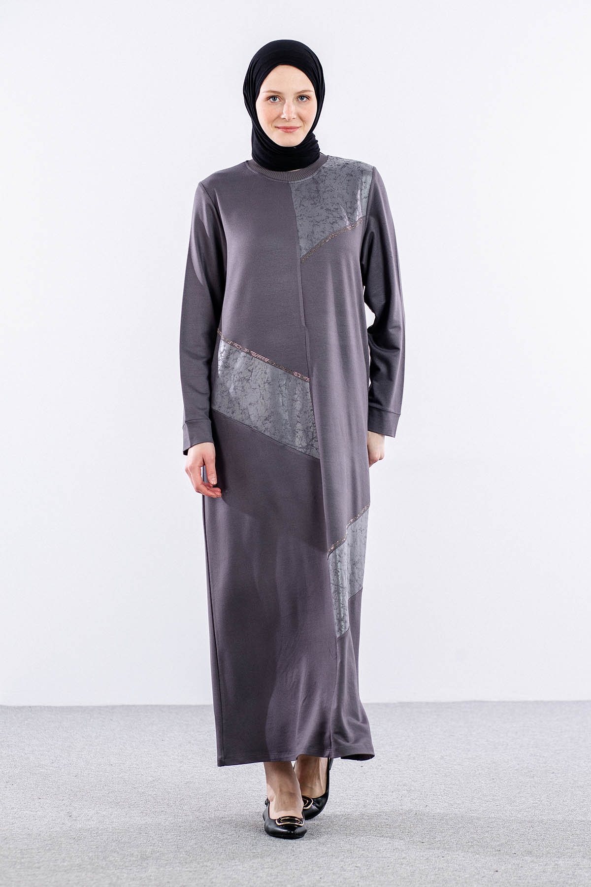24137 Elbise 44-46-48 - Gri - 2