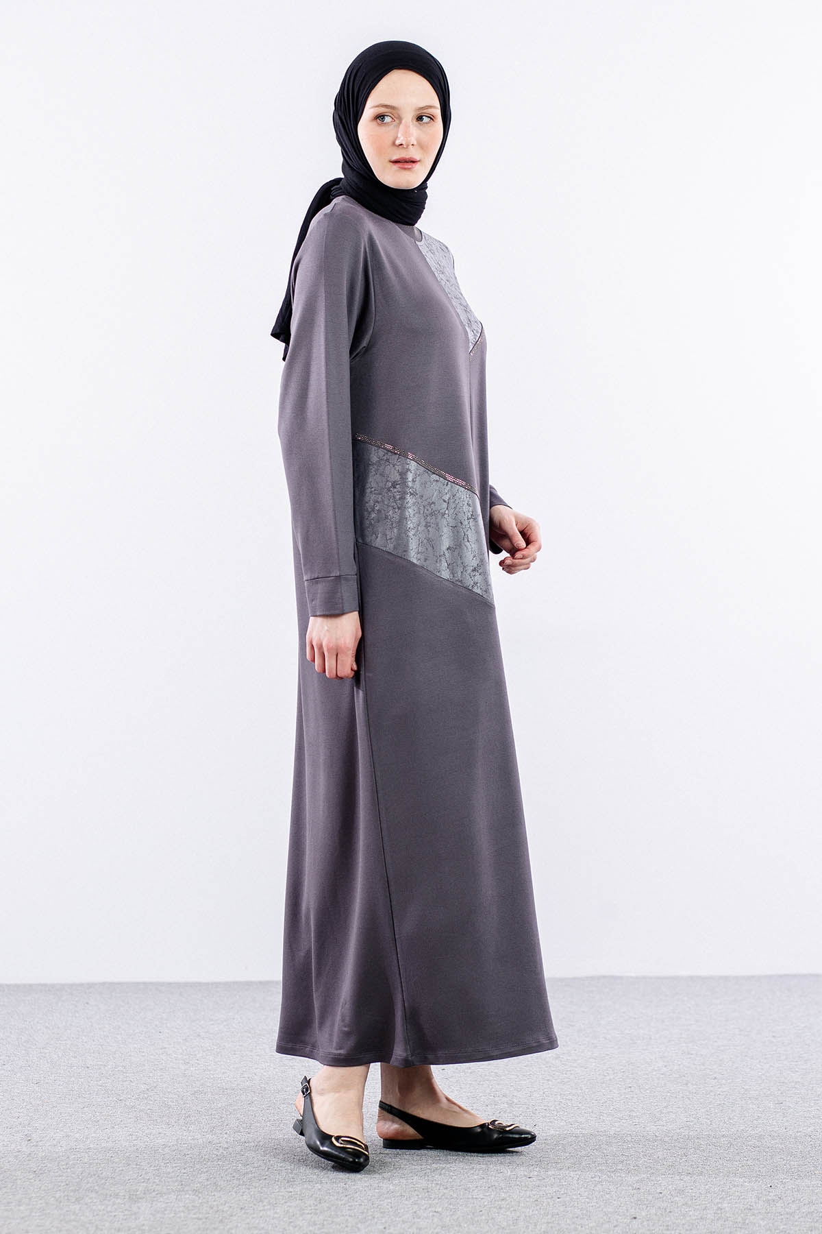 24137 Elbise 44-46-48 - Gri - 3