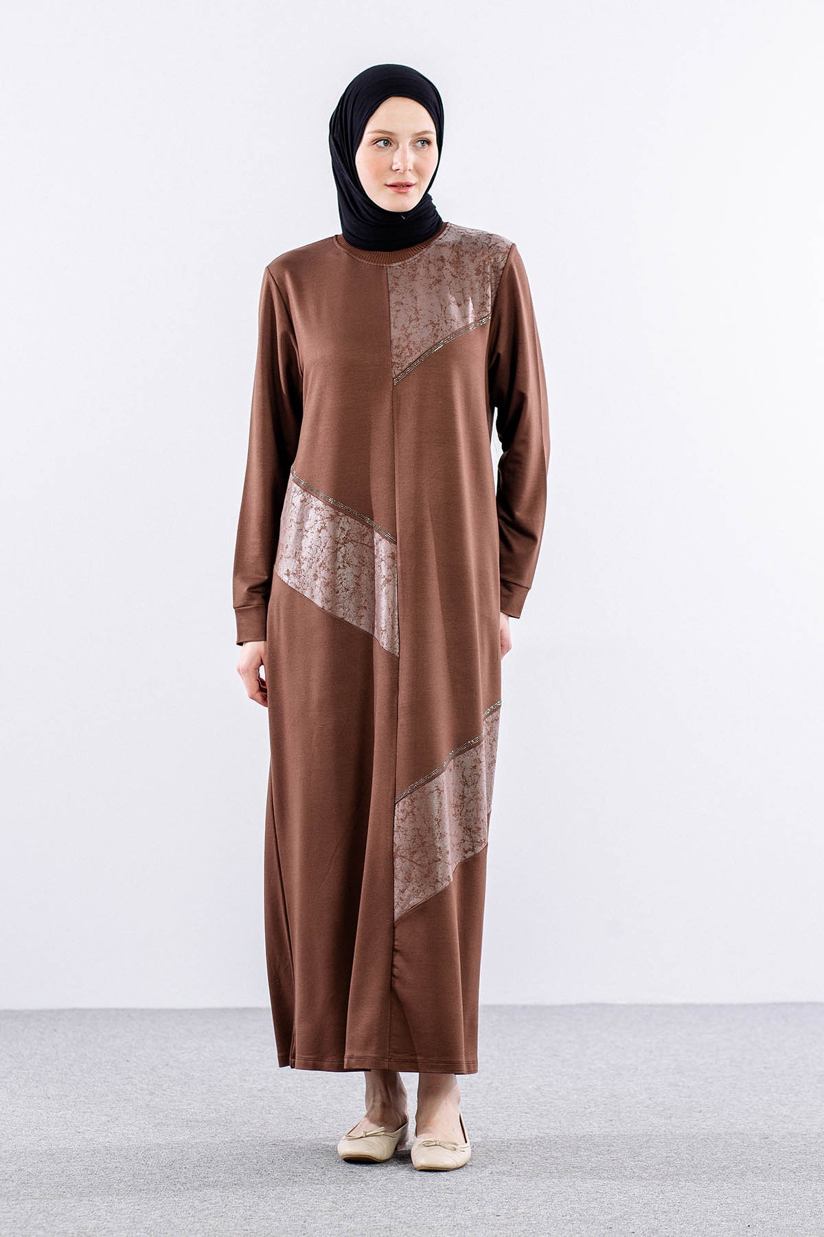 24137 Elbise 44-46-48 - Kahve - 1