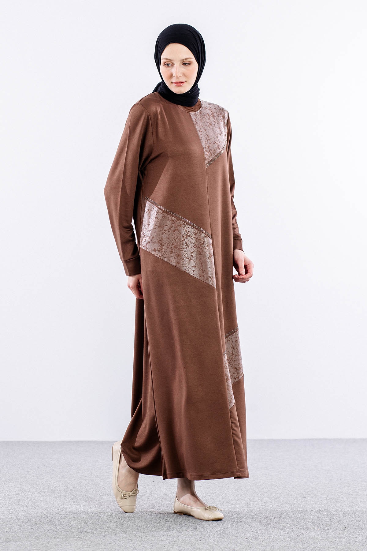 24137 Elbise 44-46-48 - Kahve - 2