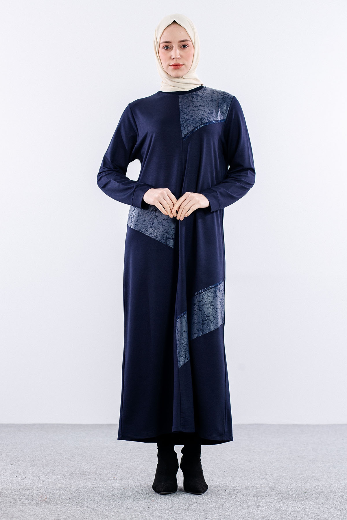 24137 Elbise 44-46-48 - Lacivert - 1