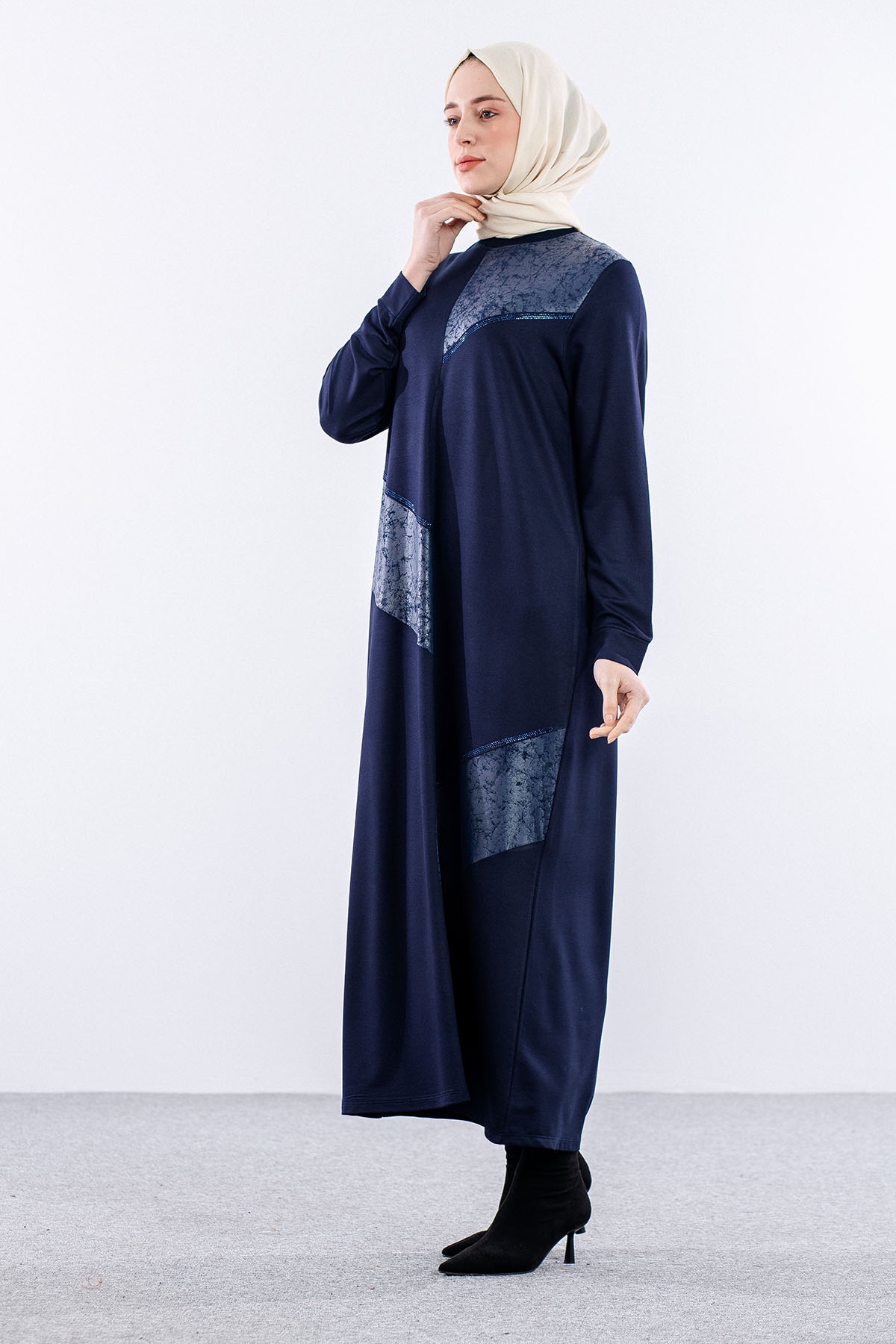 24137 Elbise 44-46-48 - Lacivert - 3