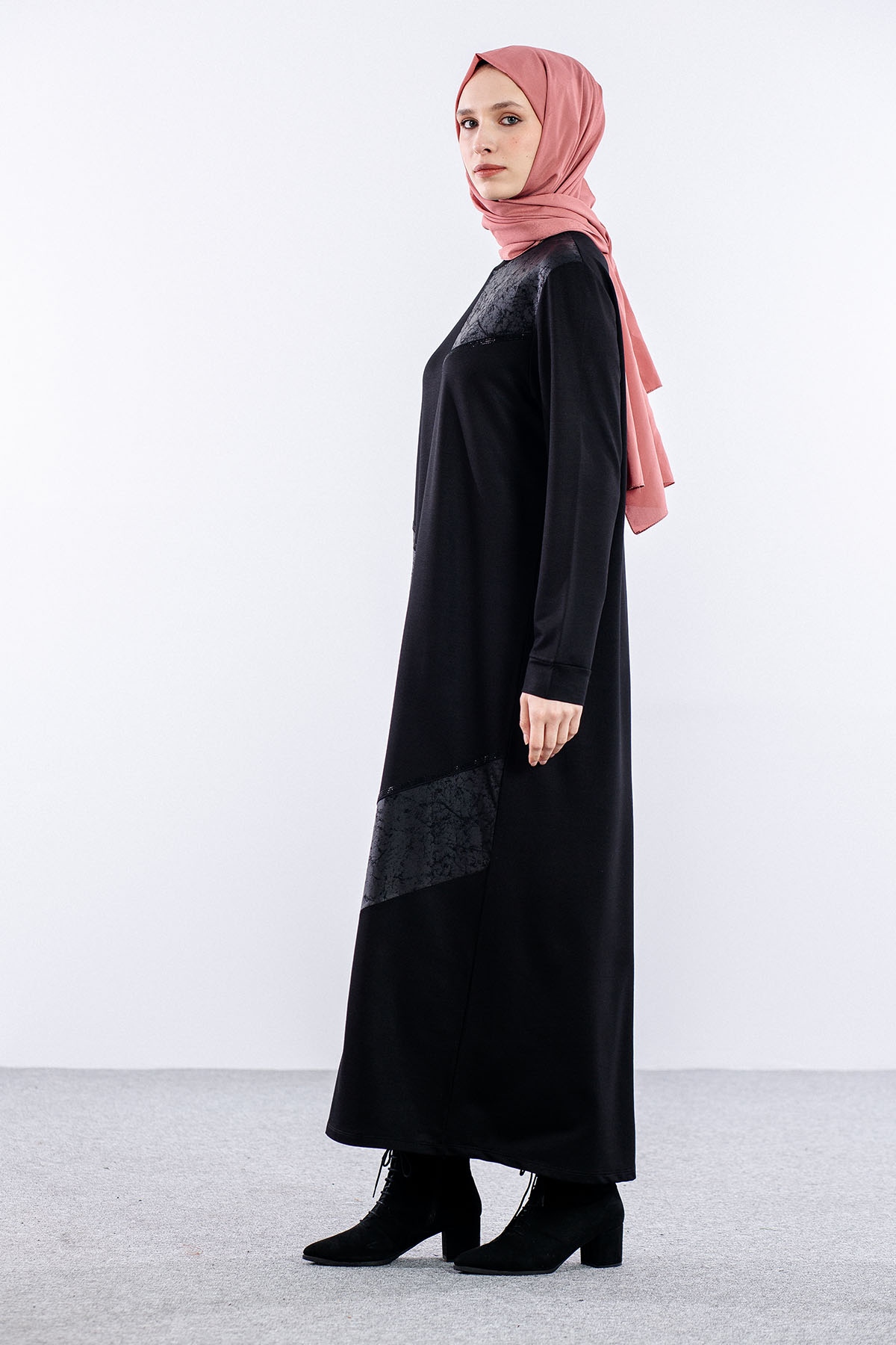 24137 Elbise 44-46-48 - Siyah - 3