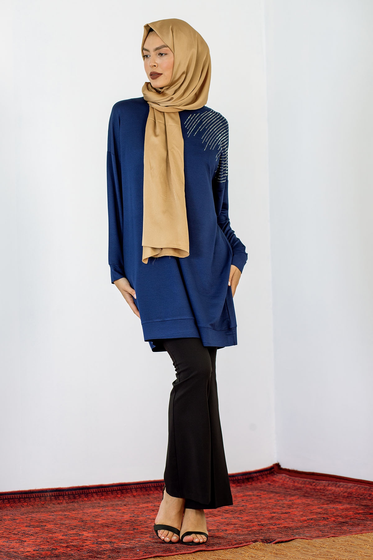 24138 Tunik 44-46 Taşli - Lacivert - 2