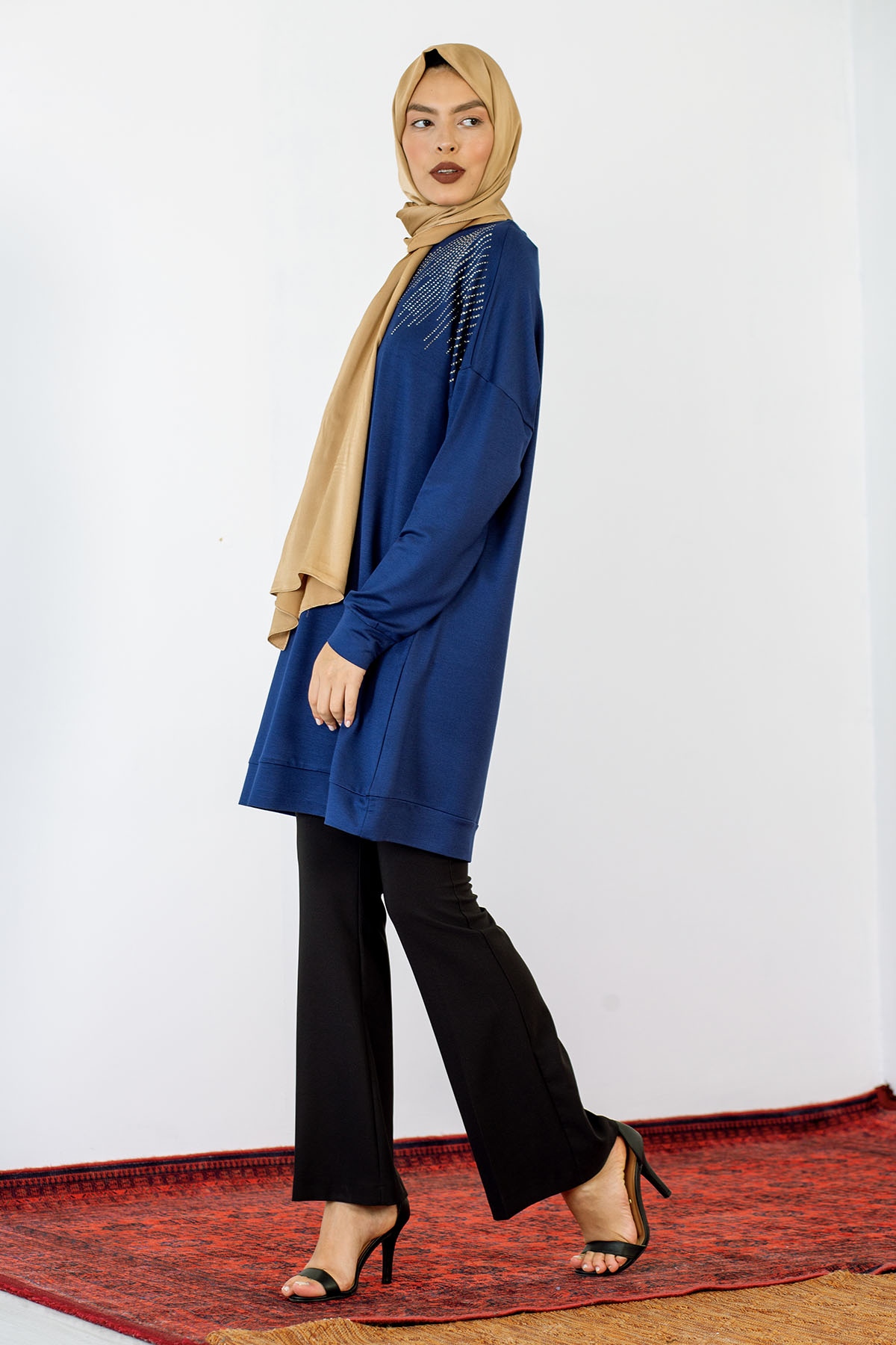 24138 Tunik 44-46 Taşli - Lacivert - 3