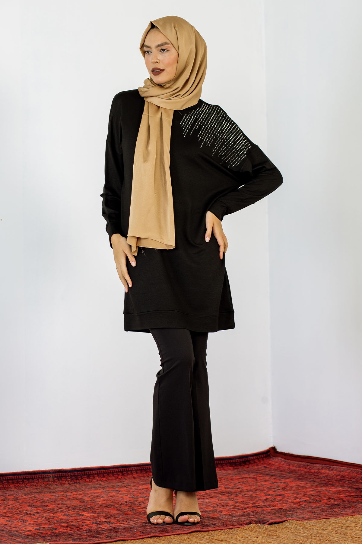 24138 Tunik 44-46 Taşli - Siyah - 2