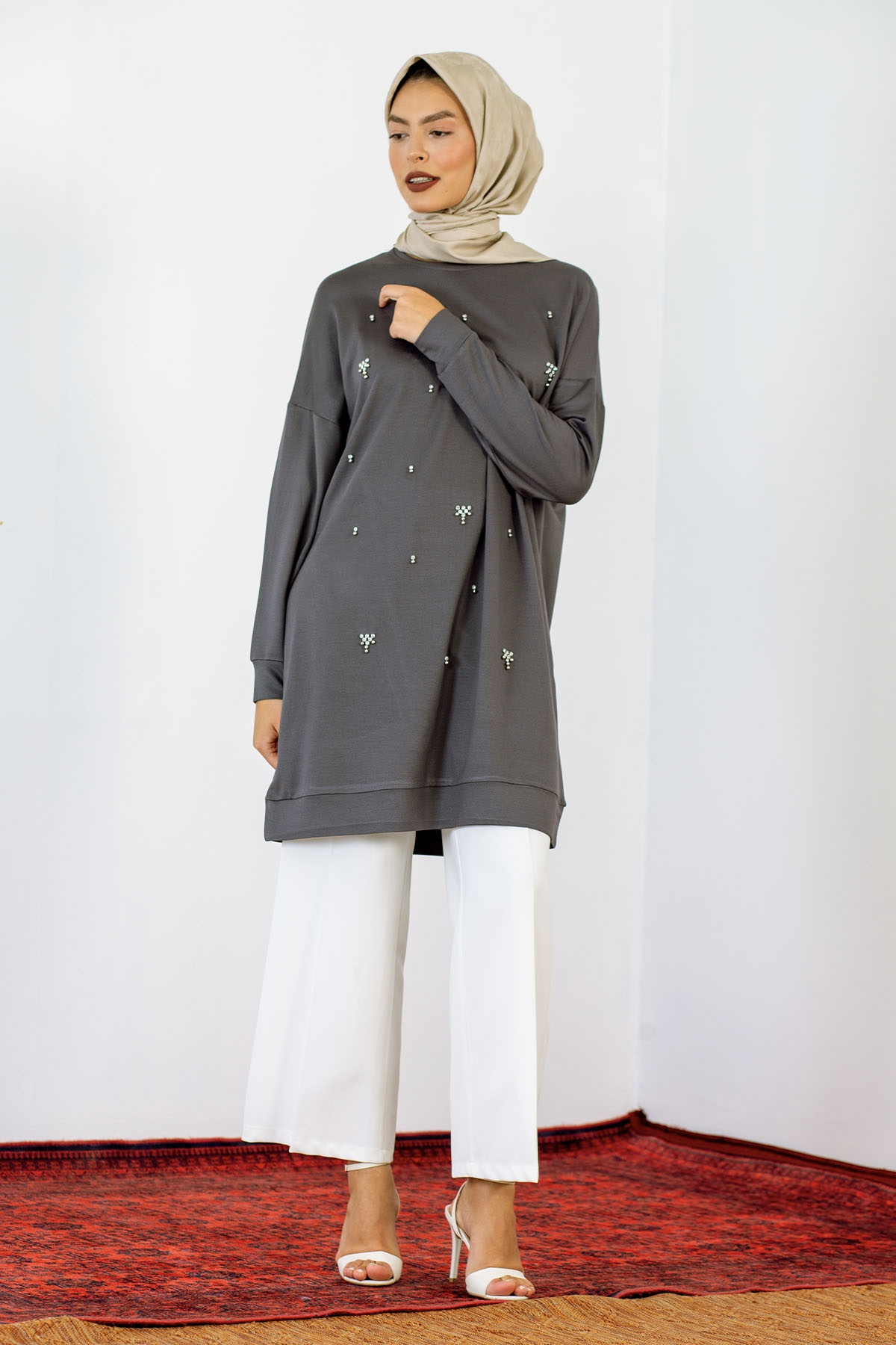 24139 Tunik 44-46 İnci - Gri - 1