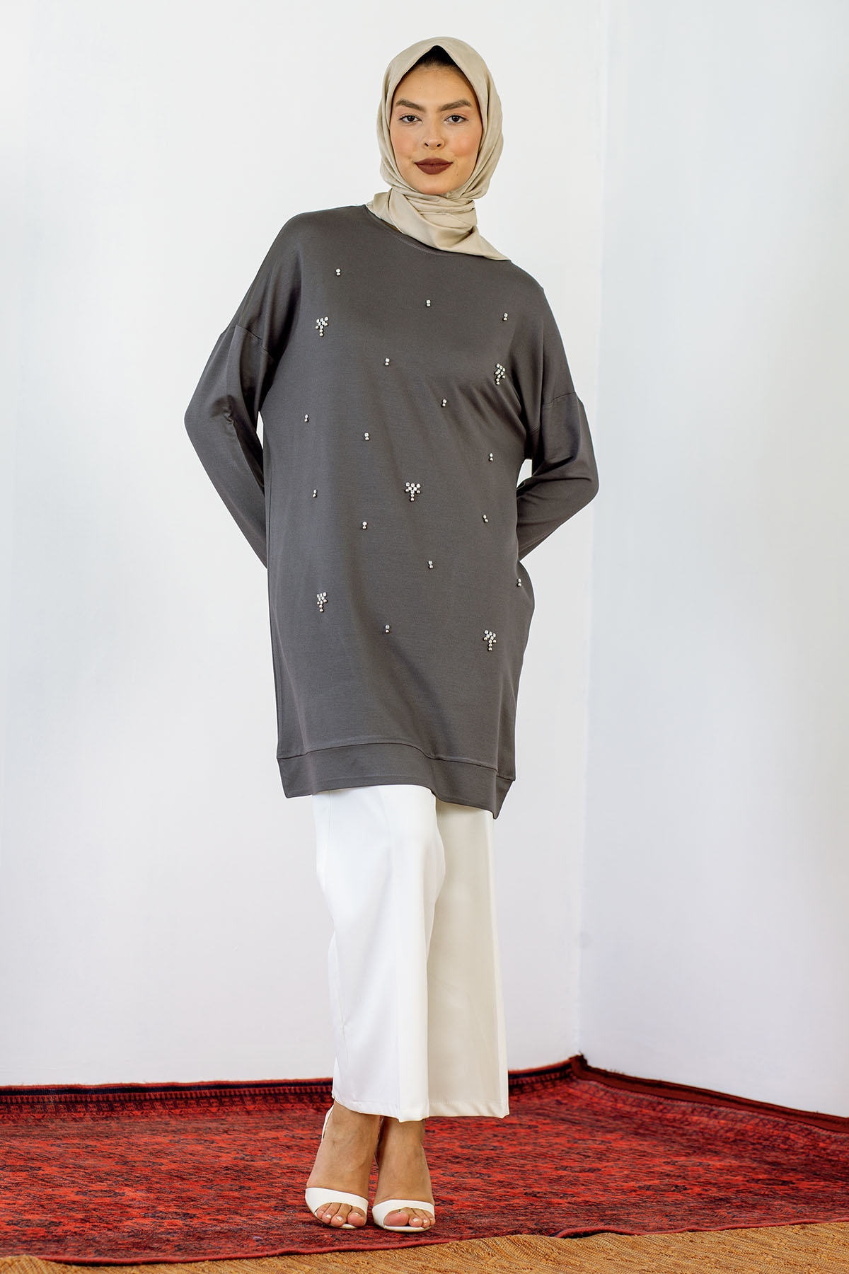 24139 Tunik 44-46 İnci - Gri - 2