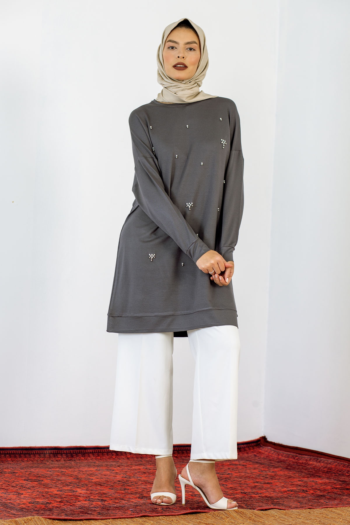24139 Tunik 44-46 İnci - Gri - 3