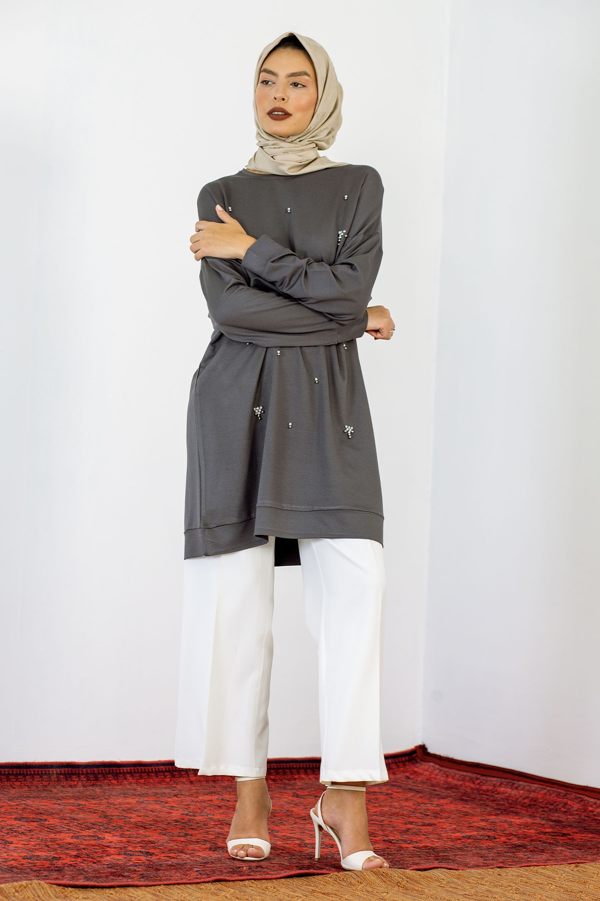 24139 Tunik 44-46 İnci - Gri - 4