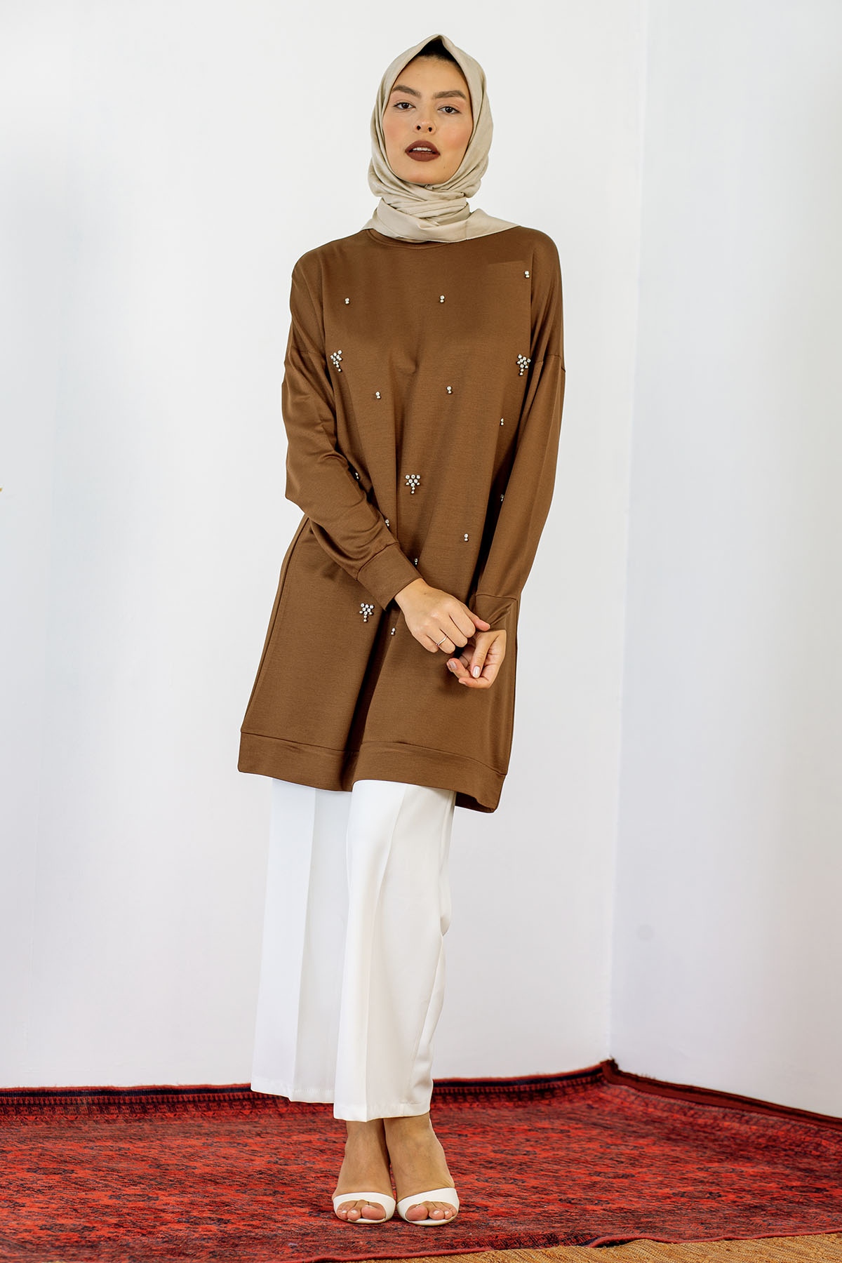24139 Tunik 44-46 İnci - Kahve - 1