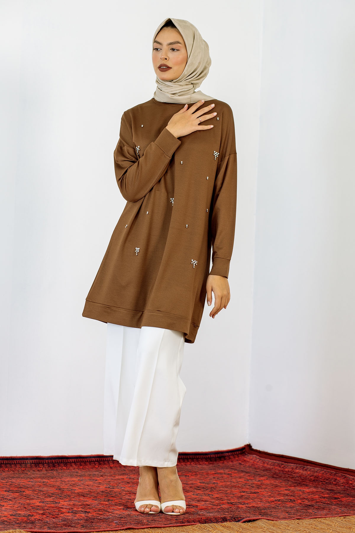 24139 Tunik 44-46 İnci - Kahve - 2