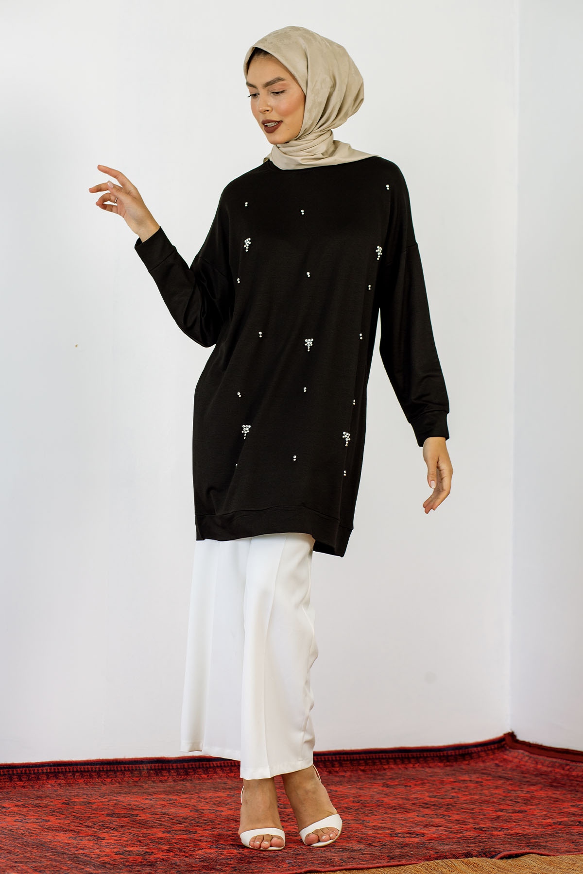 24139 Tunik 44-46 İnci - Siyah - 1