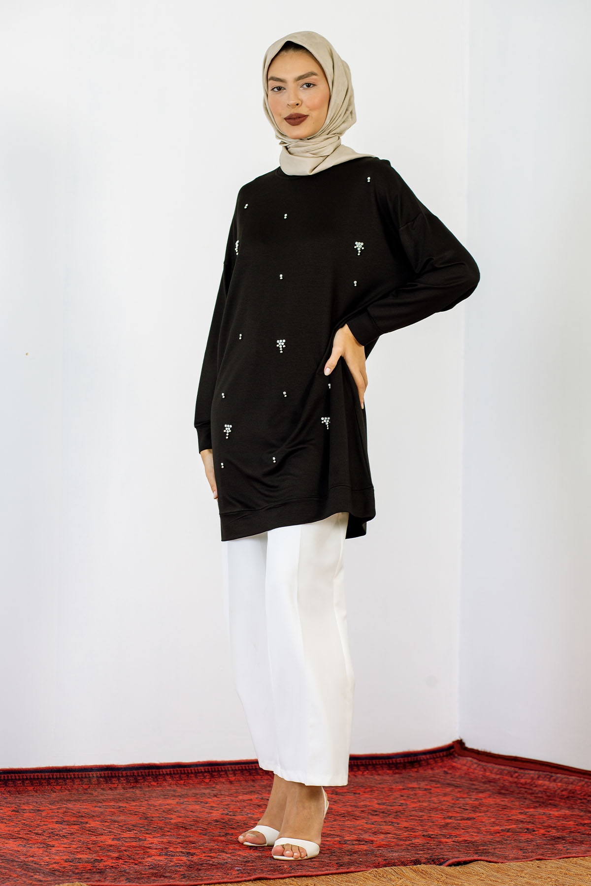 24139 Tunik 44-46 İnci - Siyah - 2