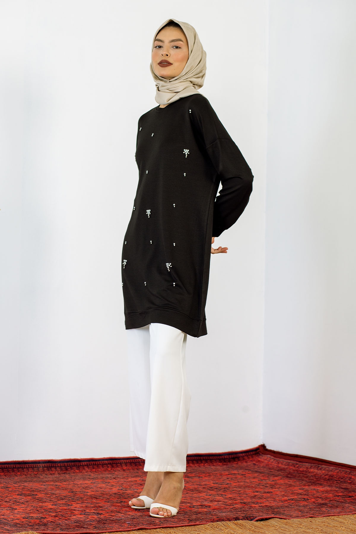 24139 Tunik 44-46 İnci - Siyah - 3