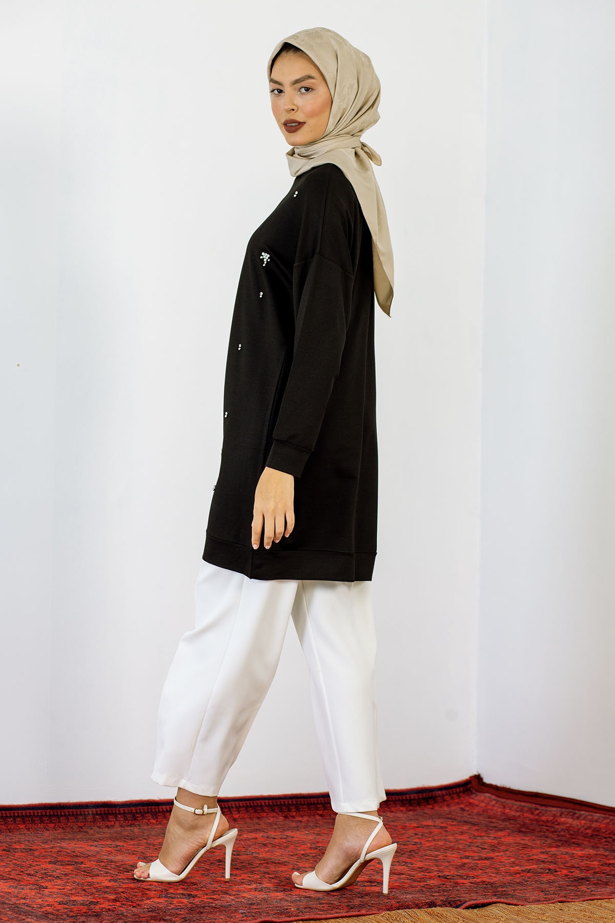 24139 Tunik 44-46 İnci - Siyah - 4