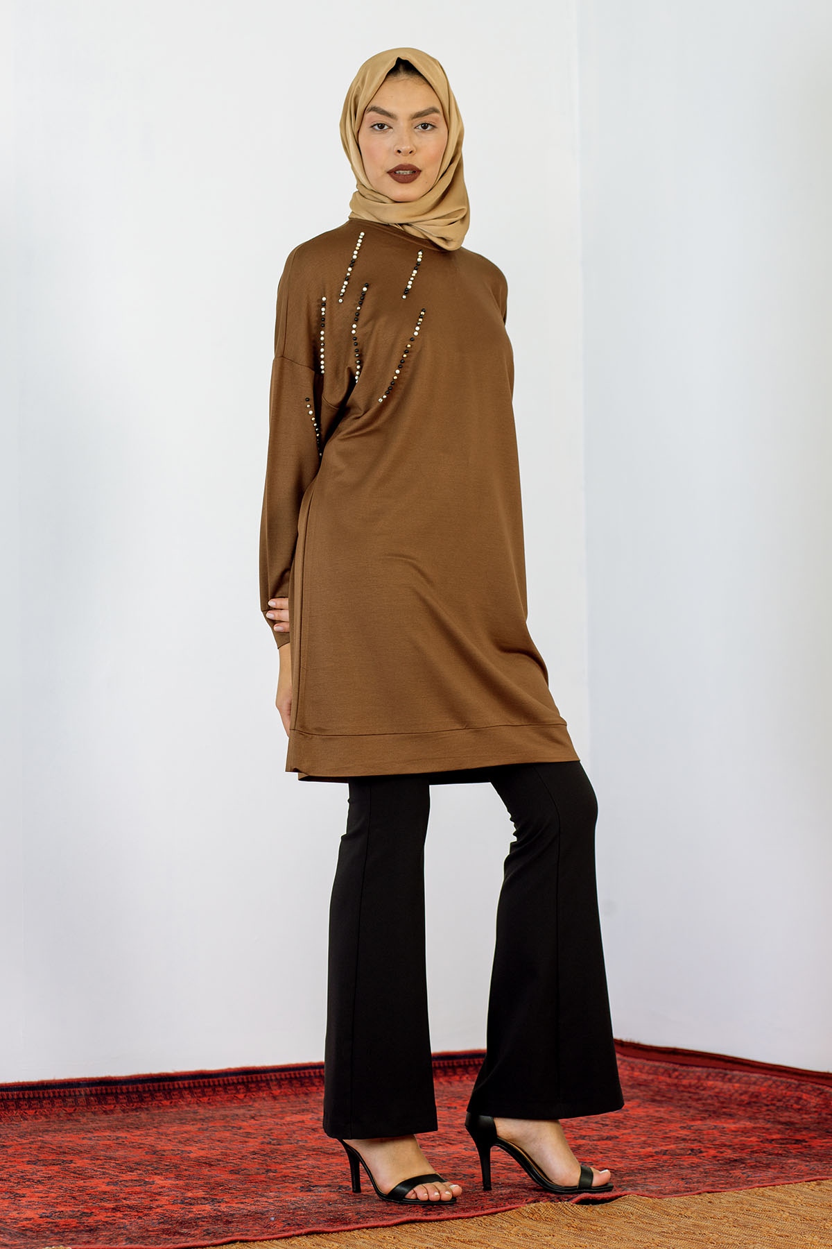 24159 Tunik 44-46 İnci - Kahve - 1