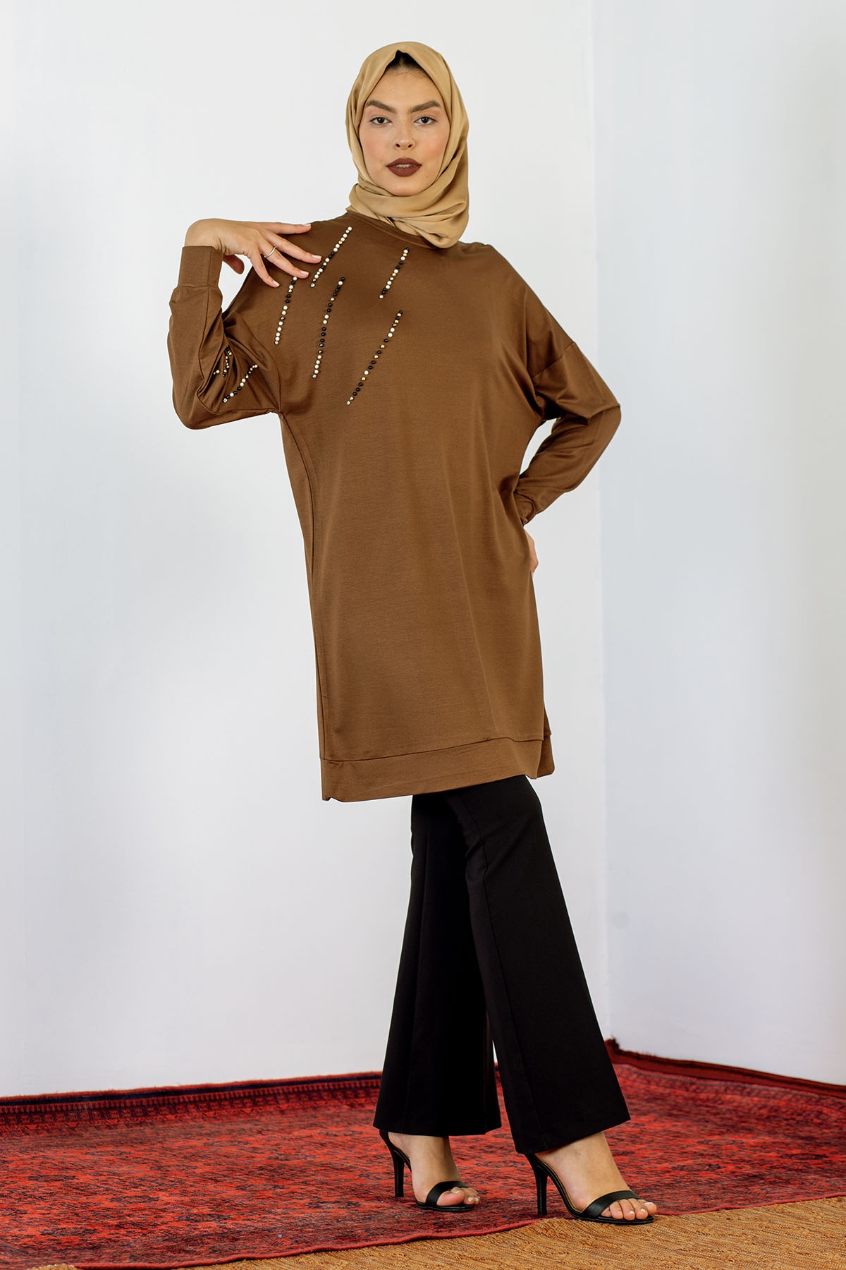 24159 Tunik 44-46 İnci - Kahve - 2