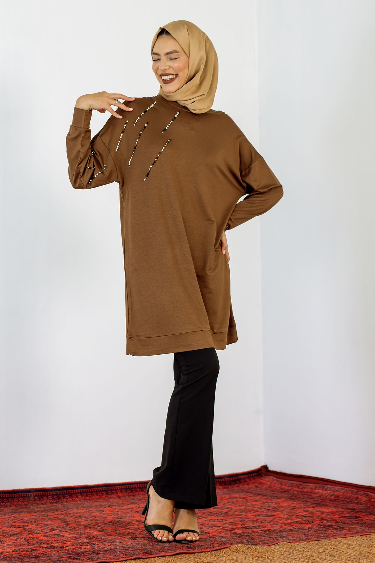 24159 Tunik 44-46 İnci - Kahve - 3