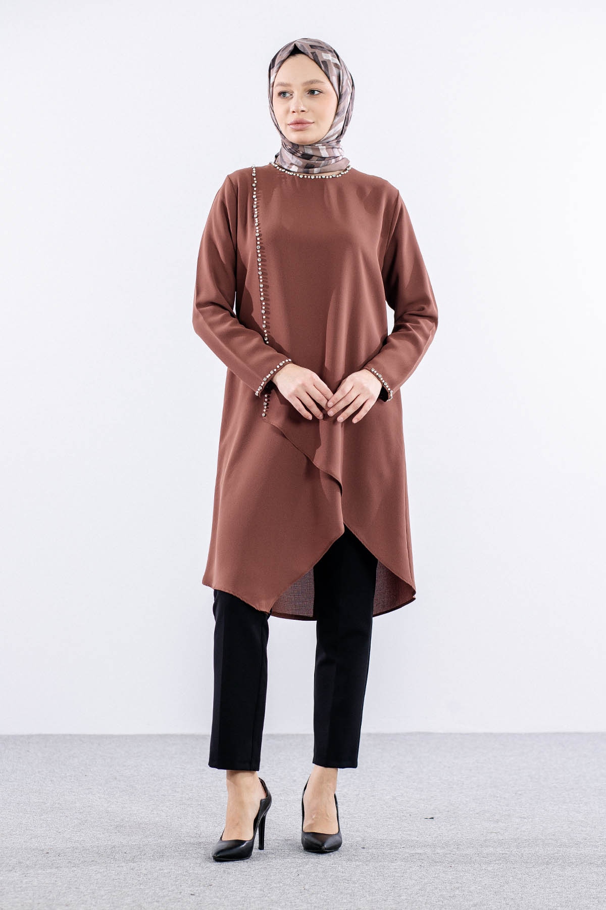 2417 Tunik 42-48 İnci - Kiremit - 1