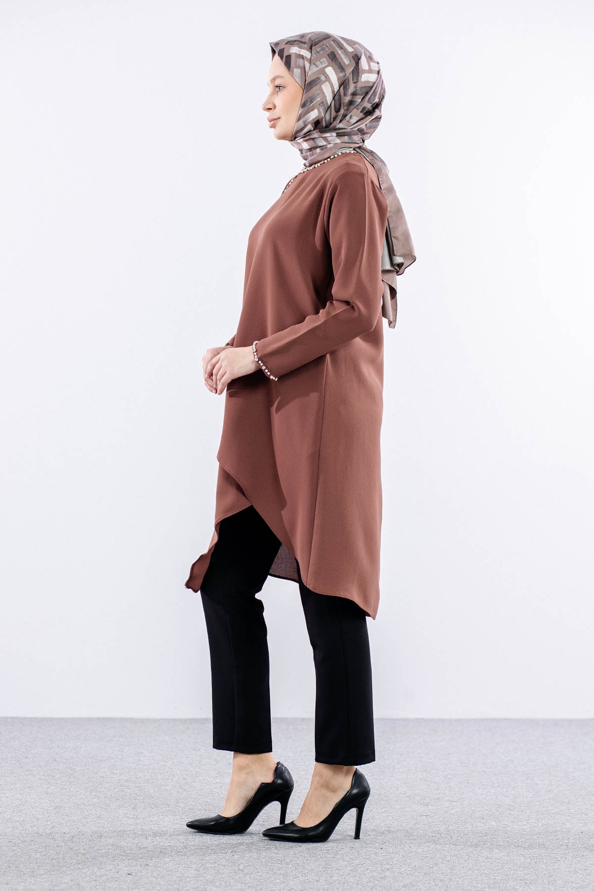 2417 Tunik 42-48 İnci - Kiremit - 3