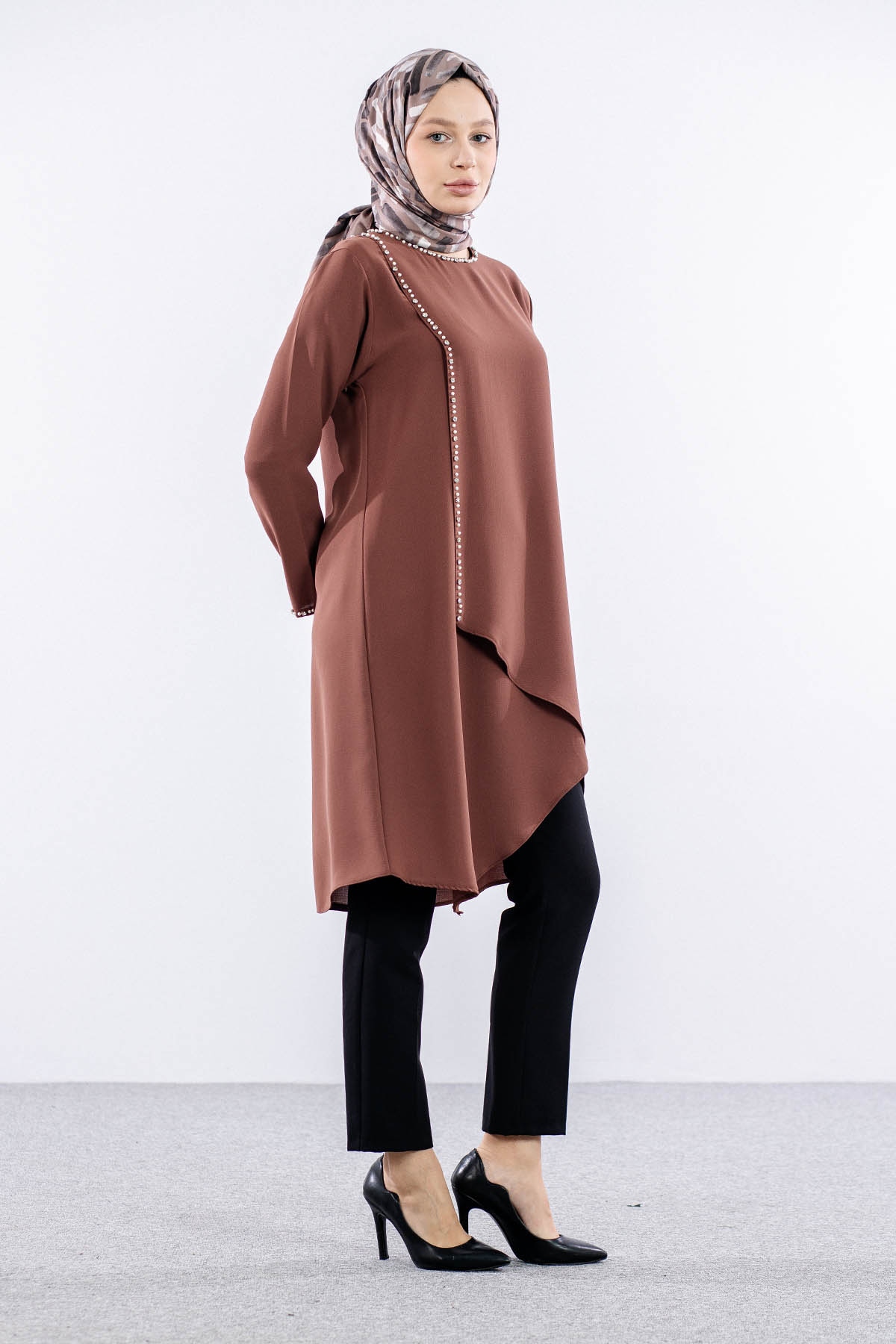 2417 Tunik 42-48 İnci - Kiremit - 4