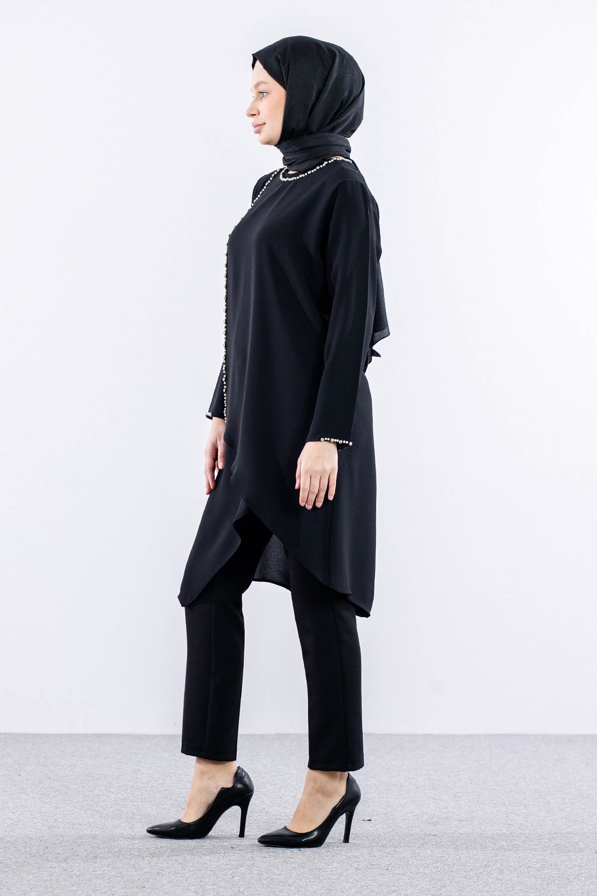 2417 Tunik 42-48 İnci - Siyah - 3