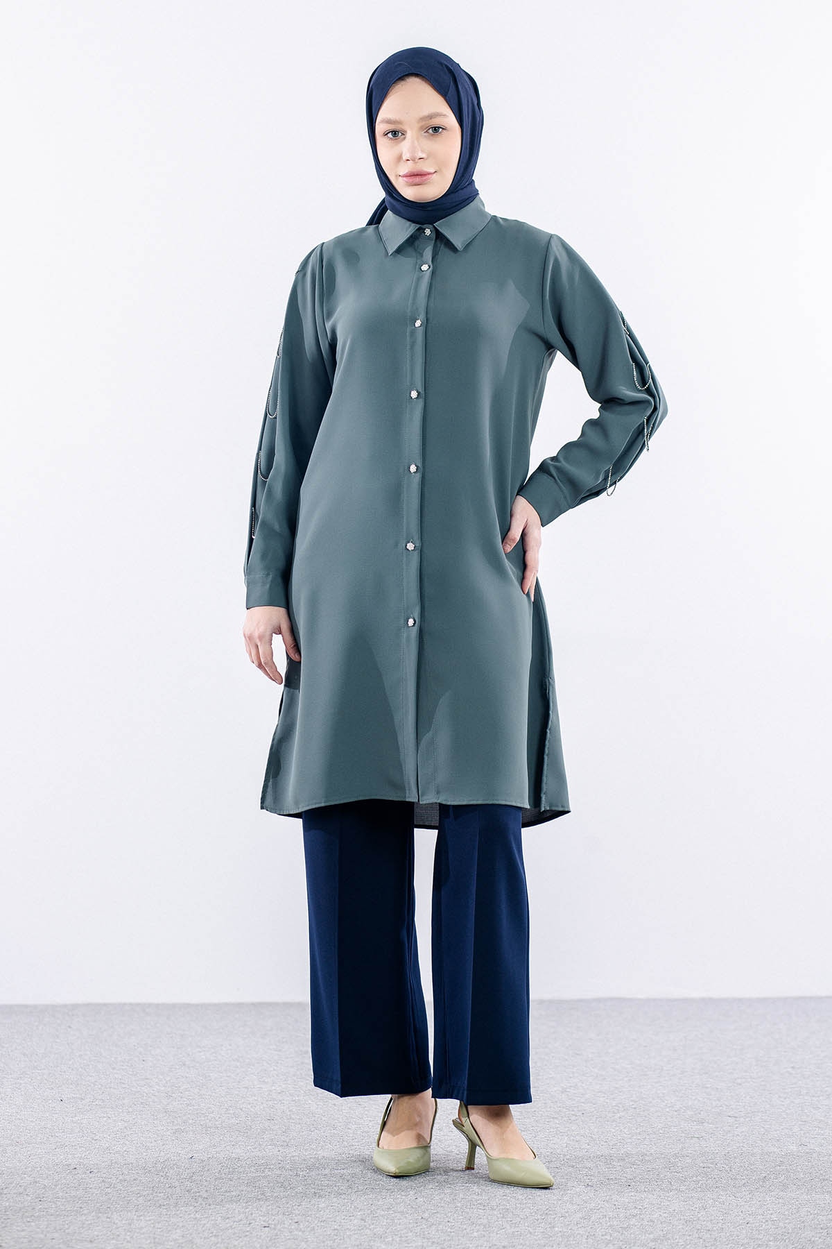 2424 Tunik 42-48 Kol Tas - Haki - 1