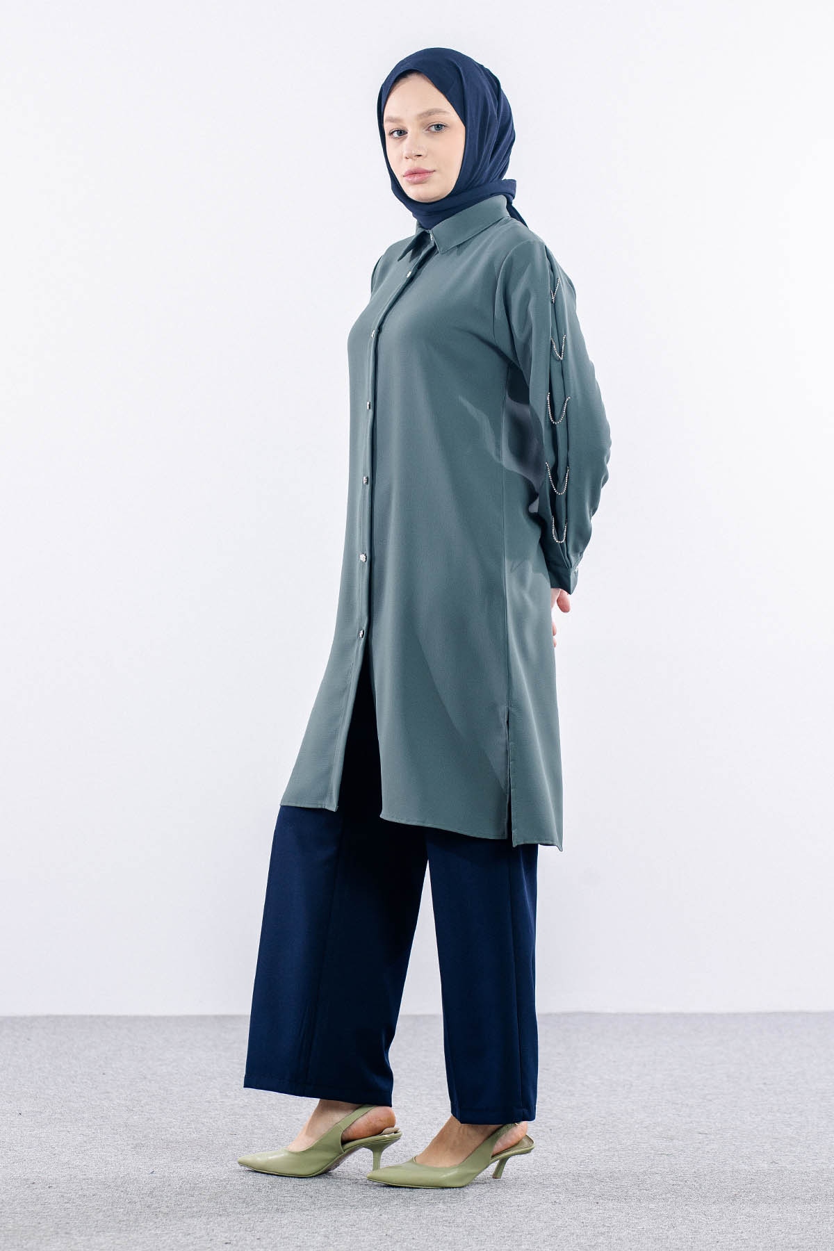 2424 Tunik 42-48 Kol Tas - Haki - 3