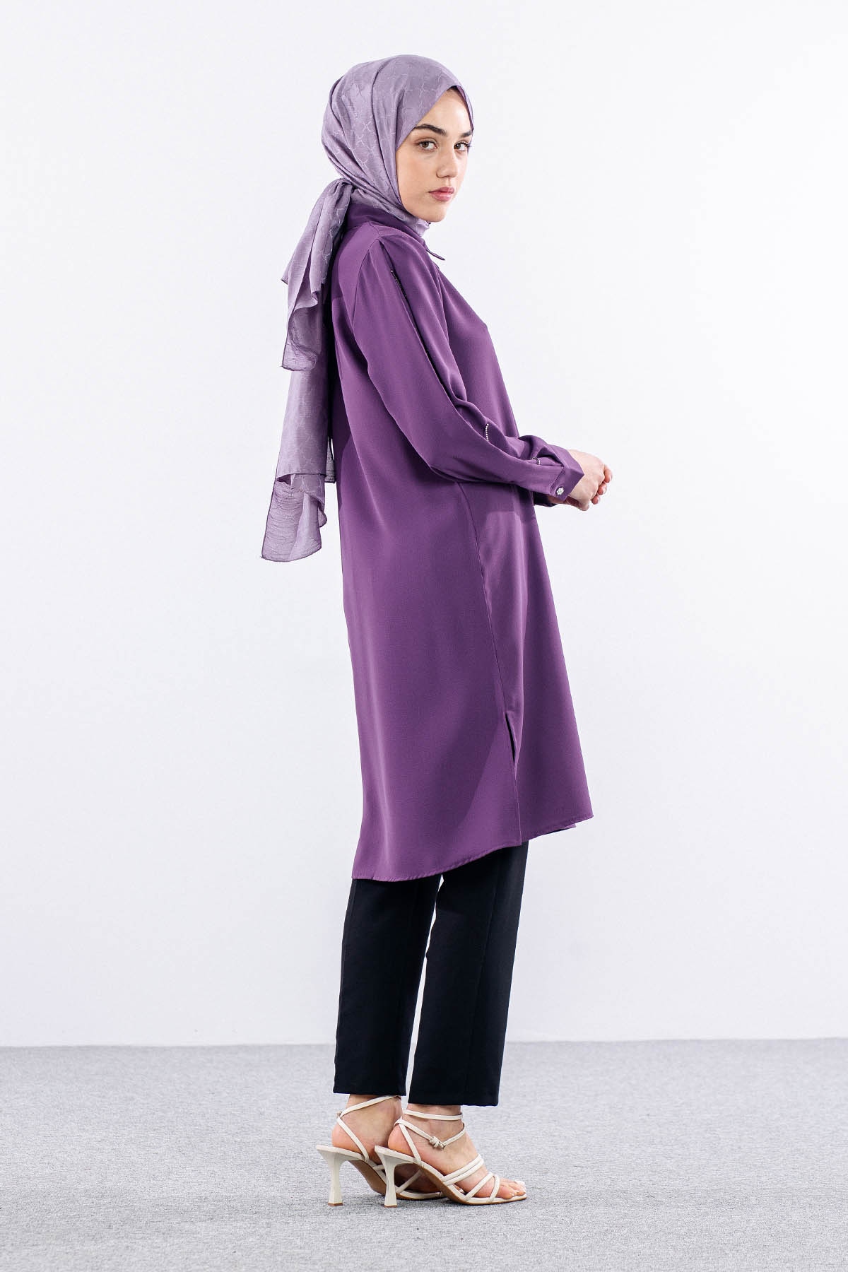 2424 Tunik 42-48 Kol Tas - Lila - 4