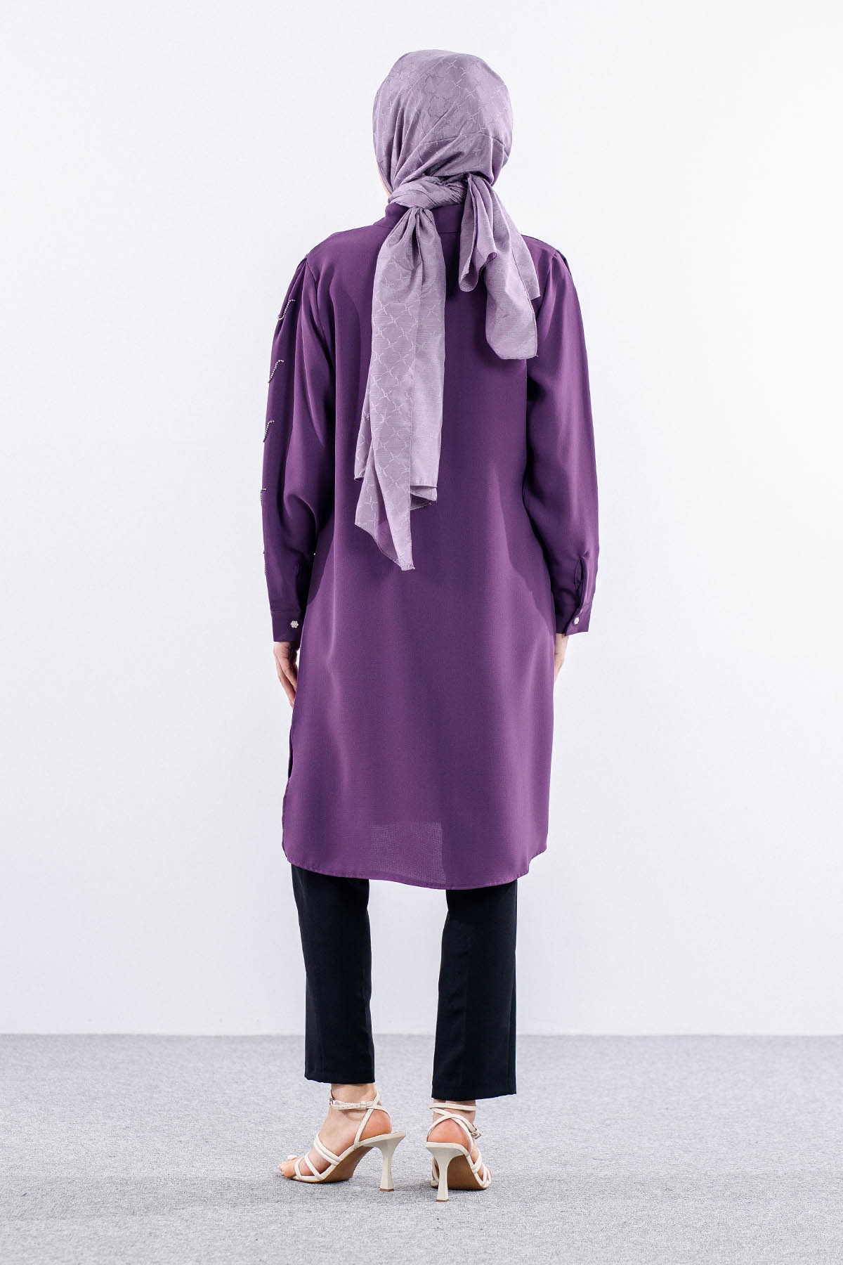 2424 Tunik 42-48 Kol Tas - Lila - 5
